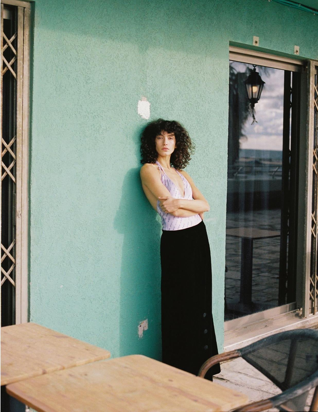 Vintage Black Velvet Maxi Skirt with Button Detail| Early 1990s