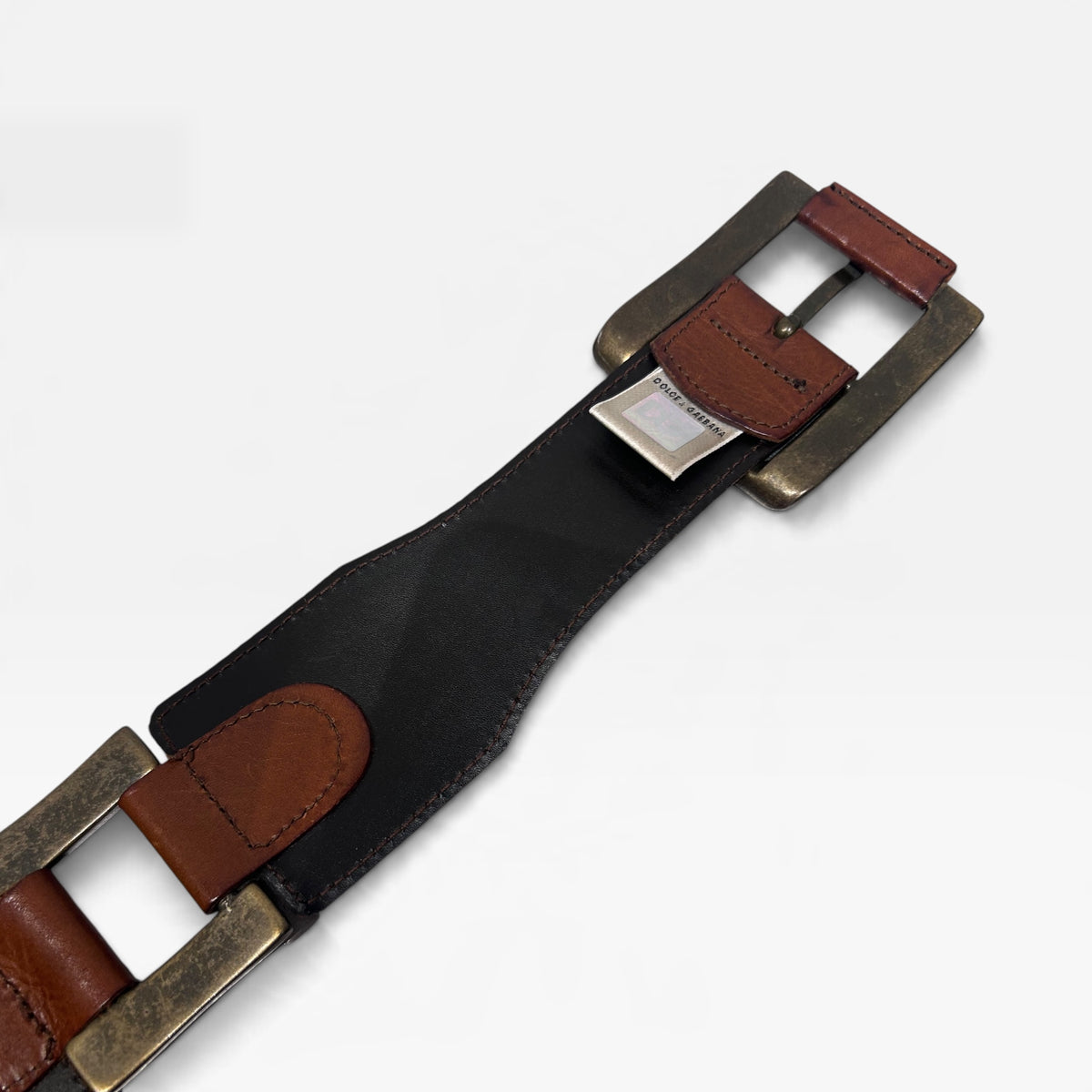 Vintage D&G Brown Leather Statement Belt | Early 2000s