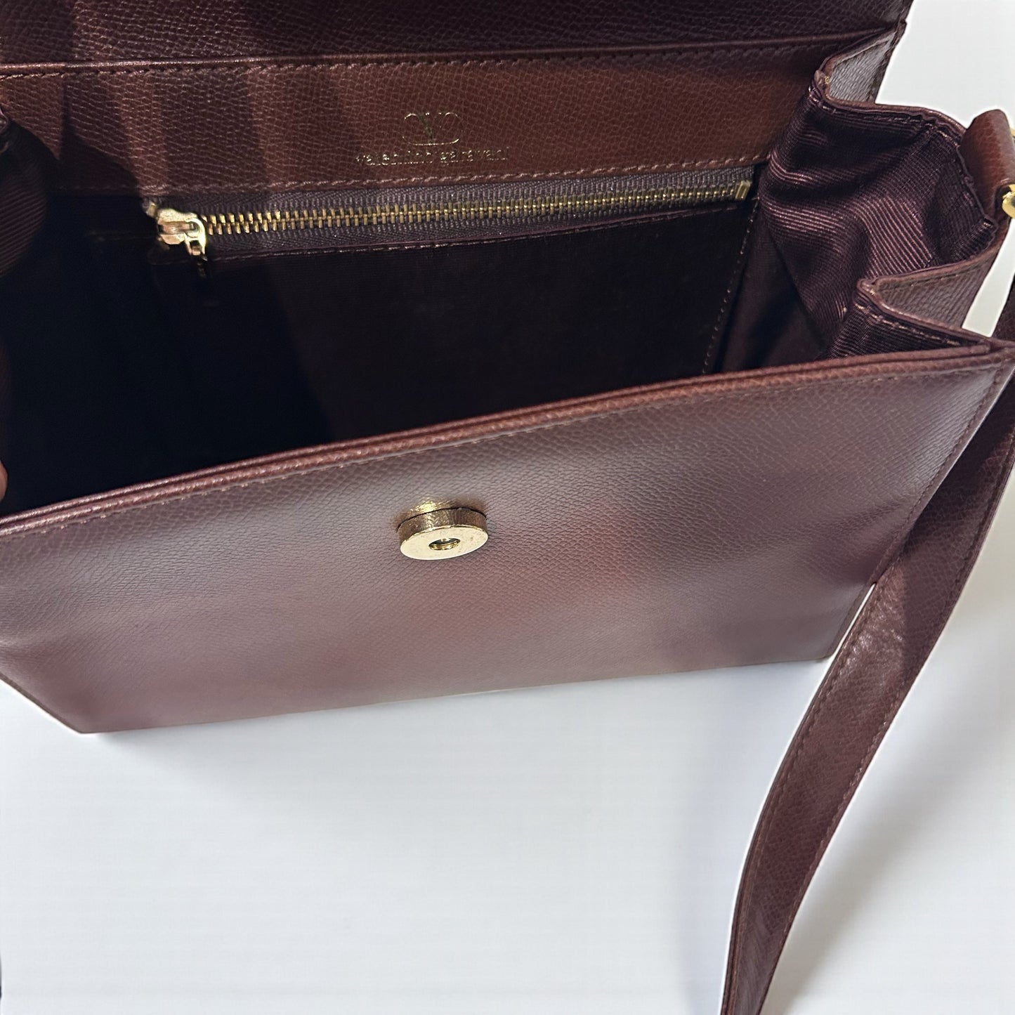 Vintage Valentino Brown Leather Crossbody Bag with Tassel Detail