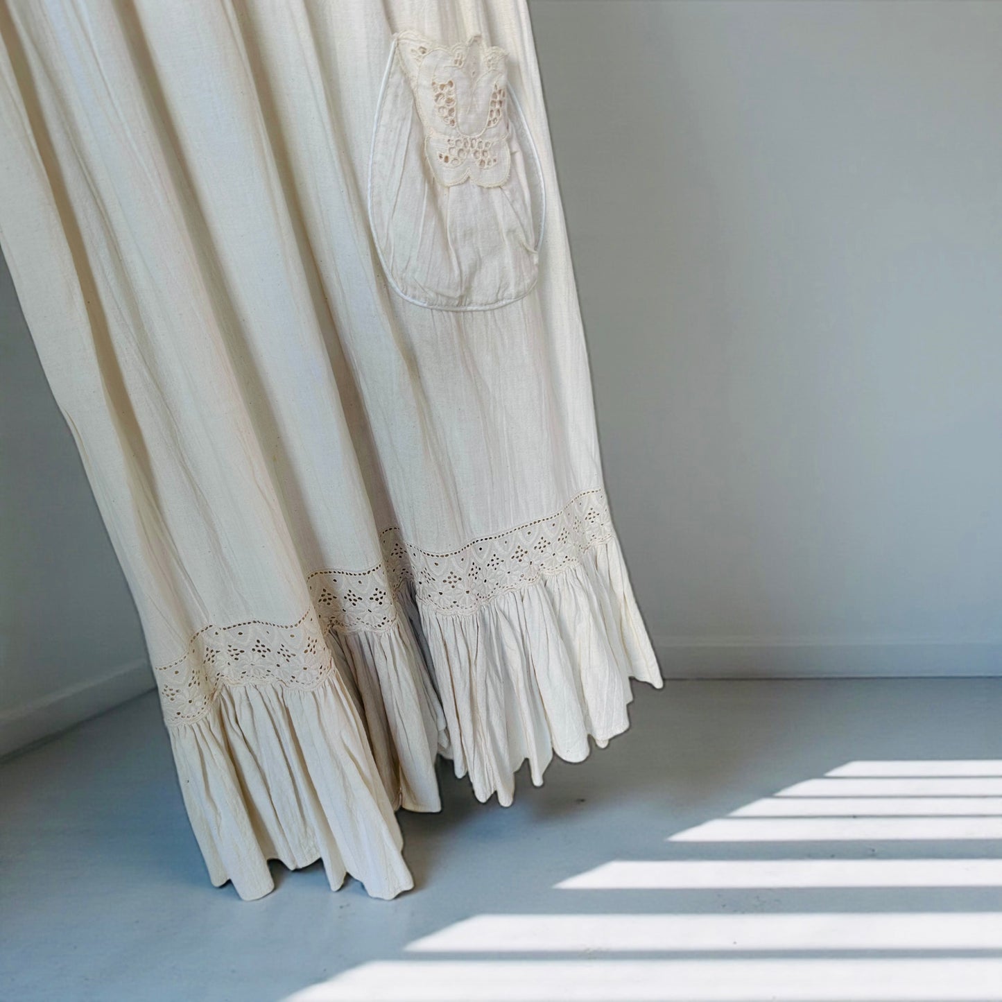 Vintage Ivory Dress with Embroidered Details