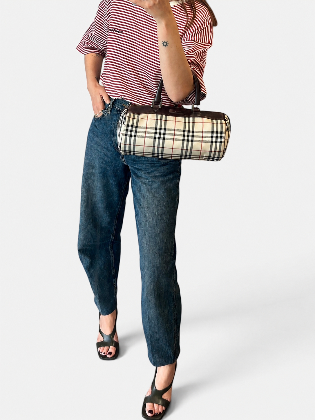Vintage Burberry Nova Check Barrel Bag|Early 2000s