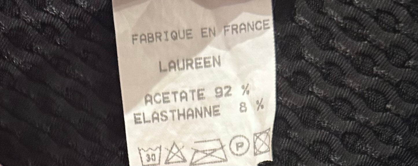 Vintage French Black Textured Bodysuit