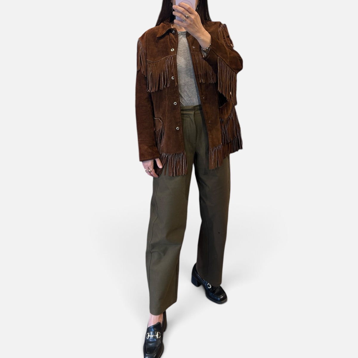 Vintage Tepee Town Brown Suede Fringe Western Jacket | 1960s