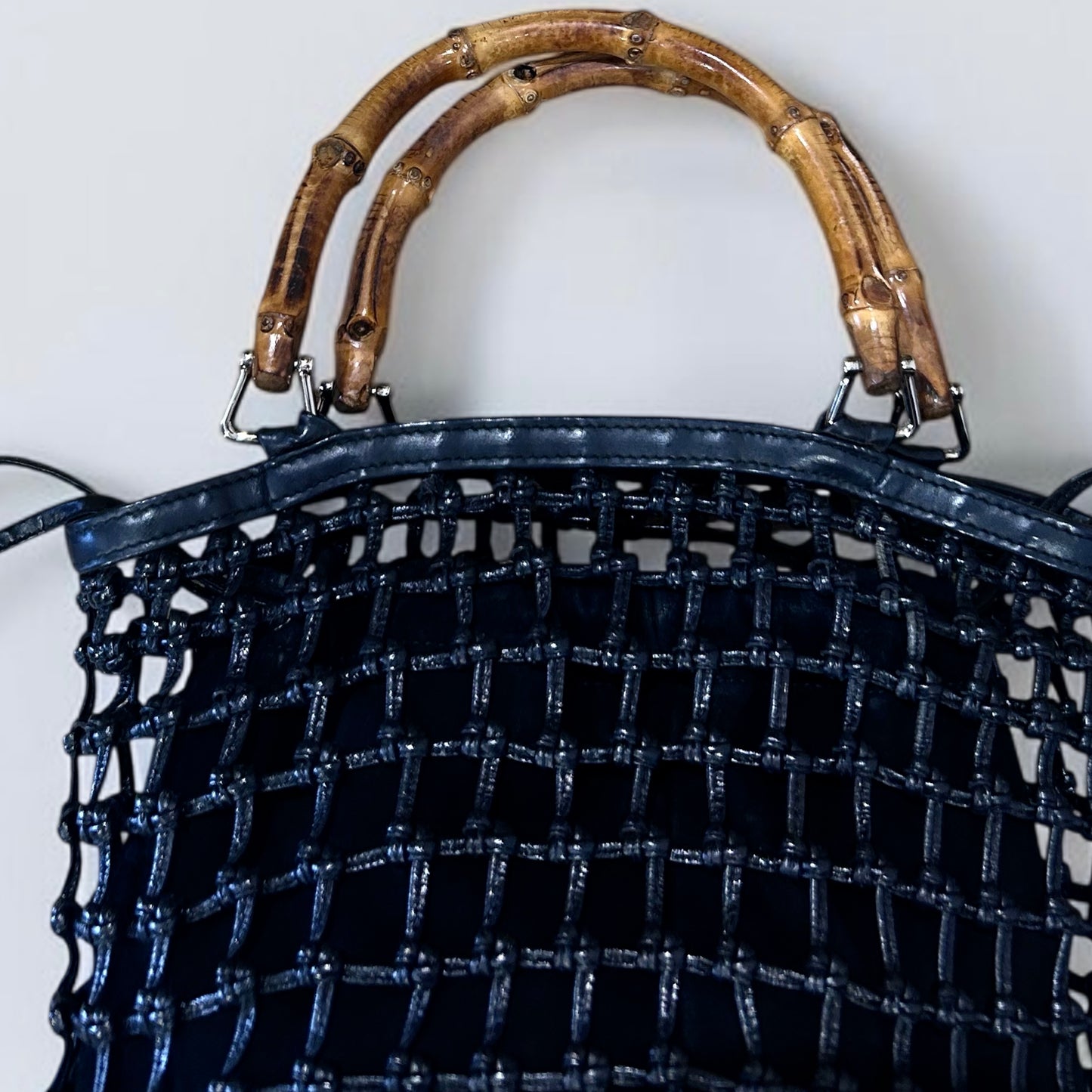 Vintage Gucci Black Leather Net Bucket Bag|1990s, Tom Ford Era