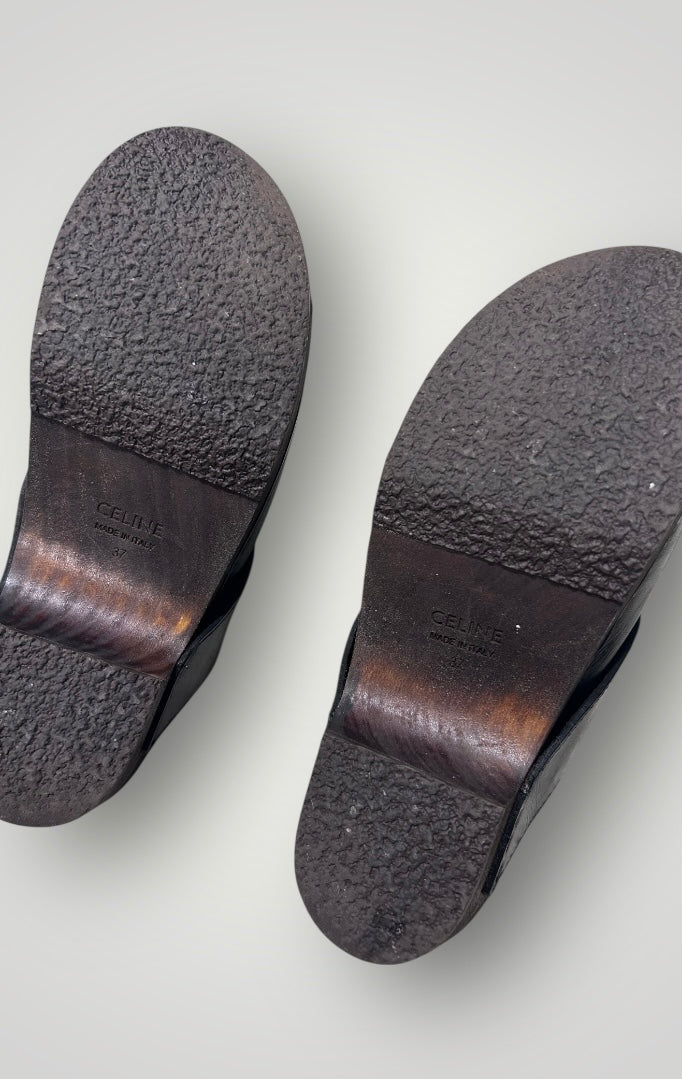 CELINE Les Bois Chain Clogs