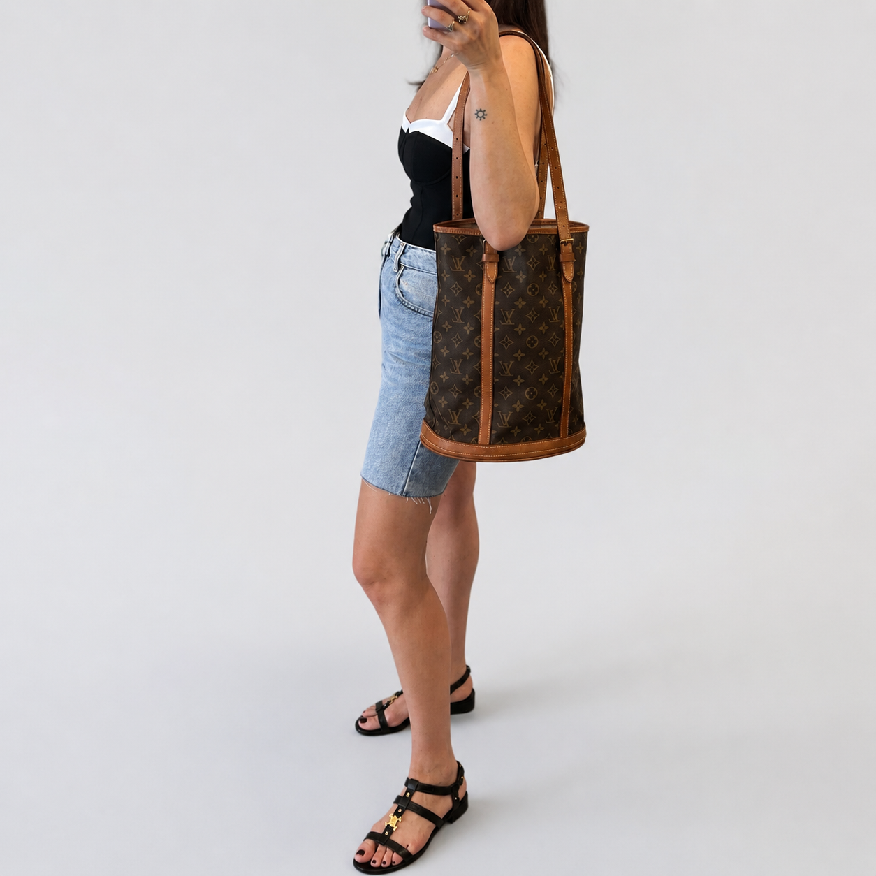 Vintage Louis Vuitton Monogram Bucket GM Tote Bag with Pochette | Late 1990s