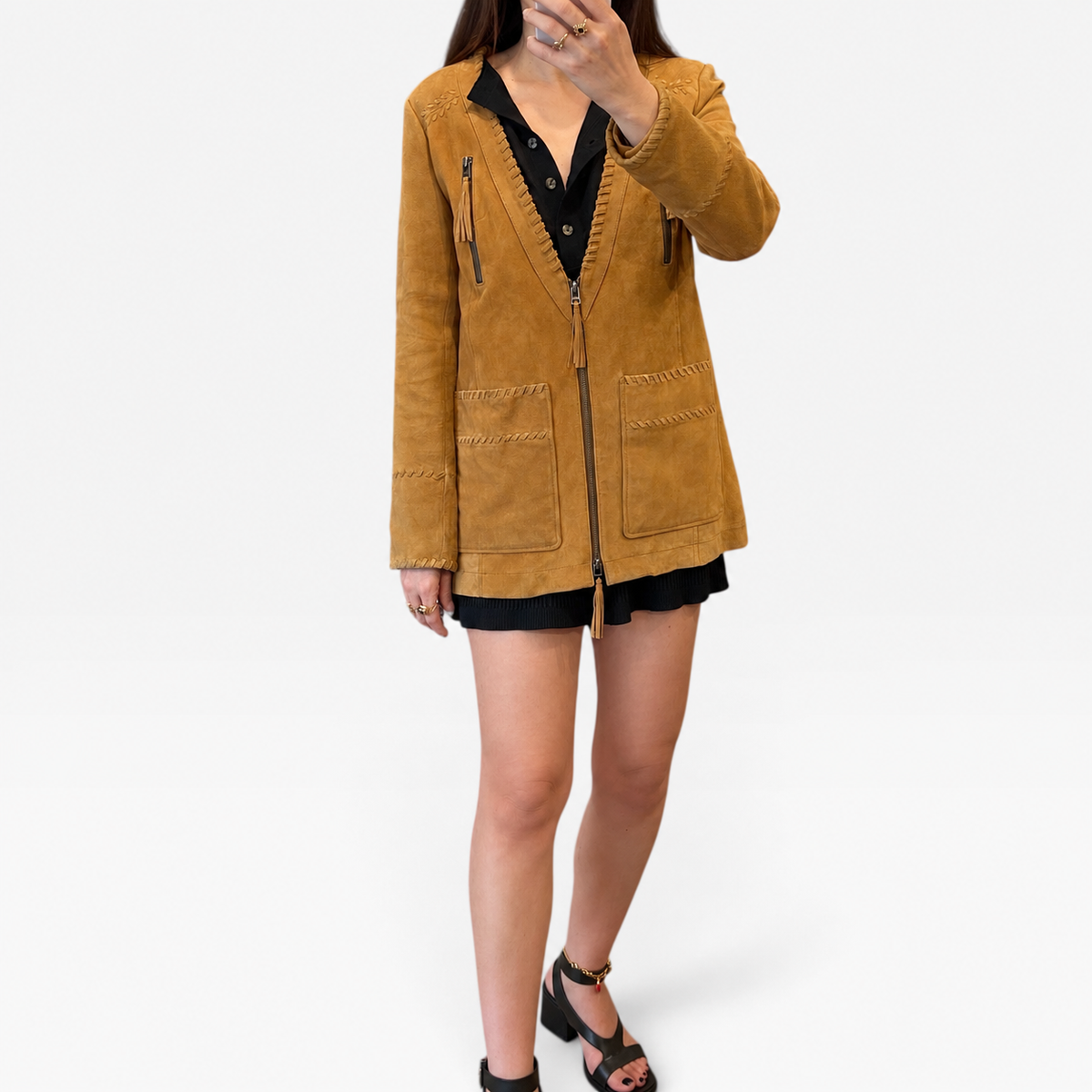 Vintage Grace Continental Camel Suede Jacket | Early 2000s