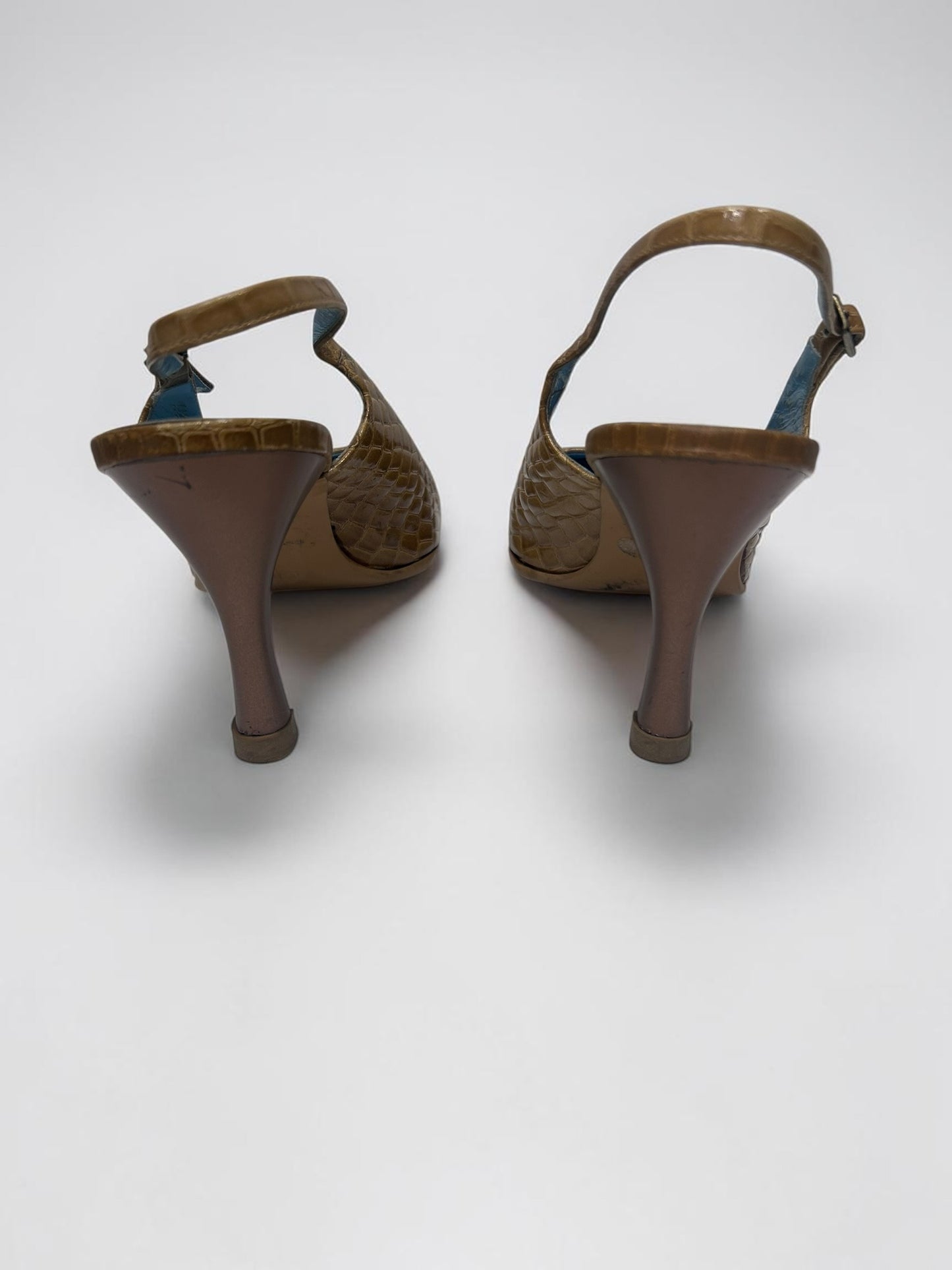Vintage Chloé Croc-Embossed Slingback Heels|Early 2000s
