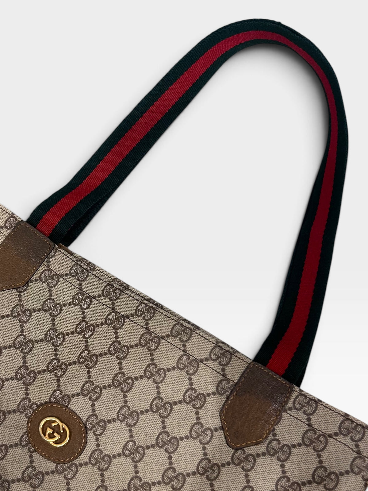 Vintage Gucci Web Stripe Tote Bag| Late 1980s
