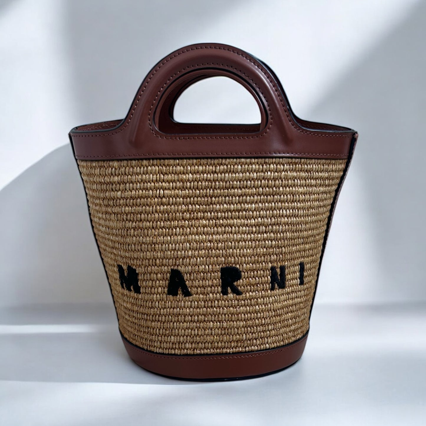 Marni Raffia & Leather Logo Tote Bag