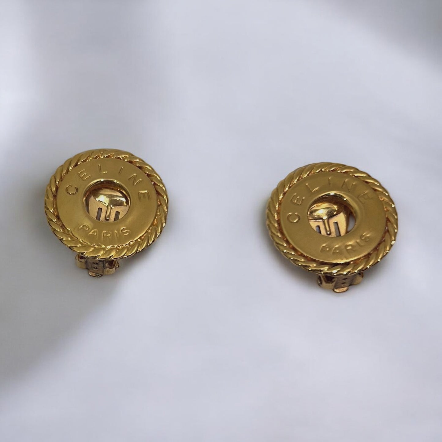 Vintage Céline Paris Gold-Plated Clip-On Earrings