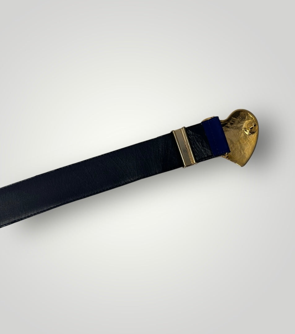 Vintage Yves Saint Laurent Heart Buckle Leather Belt