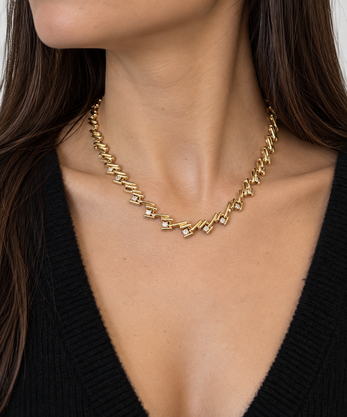 Vintage Gold Plated Stone Necklace | 1990s