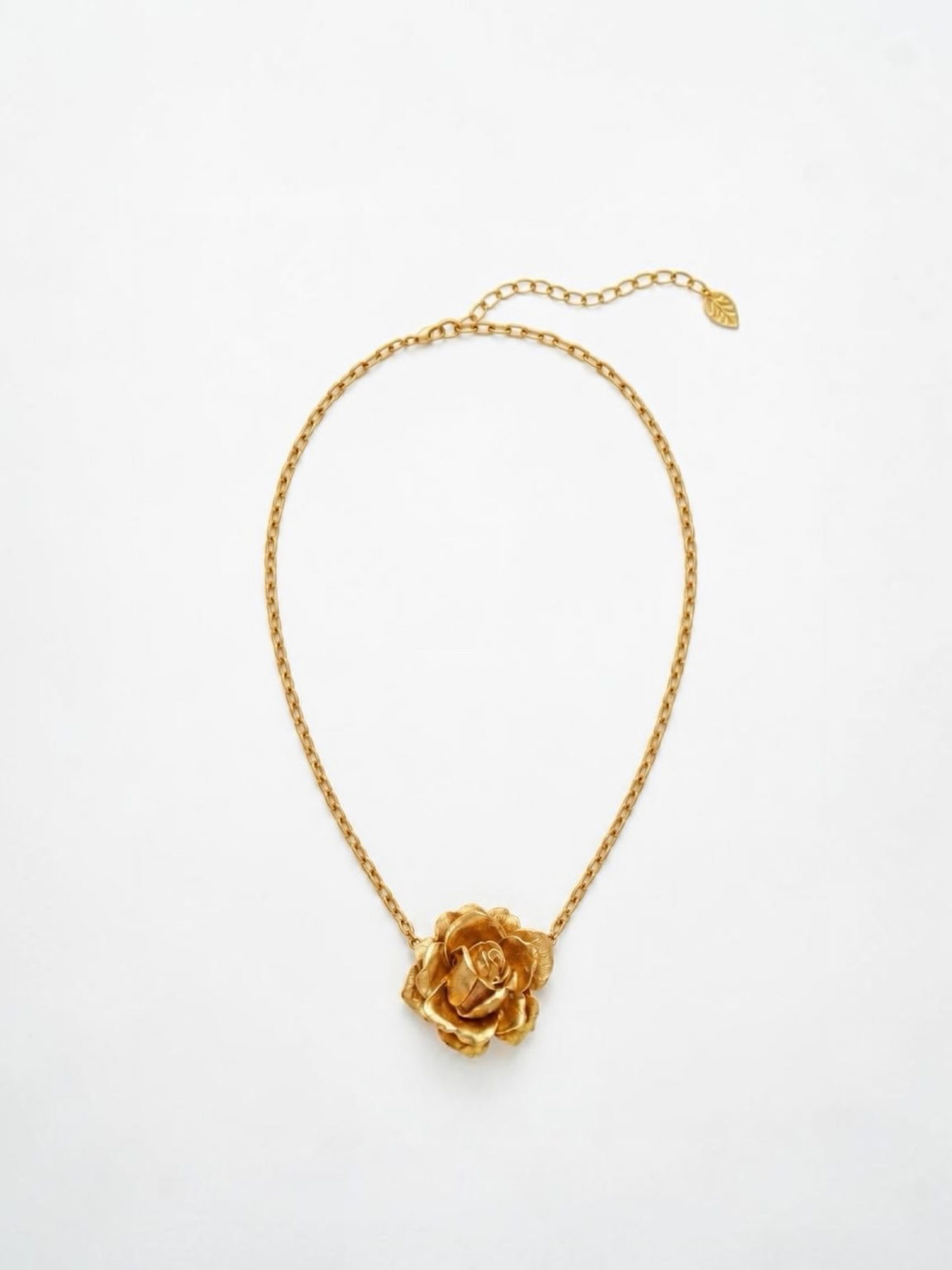 Vintage Gold-Plated Floral Rose Statement Necklace | Late 1980s