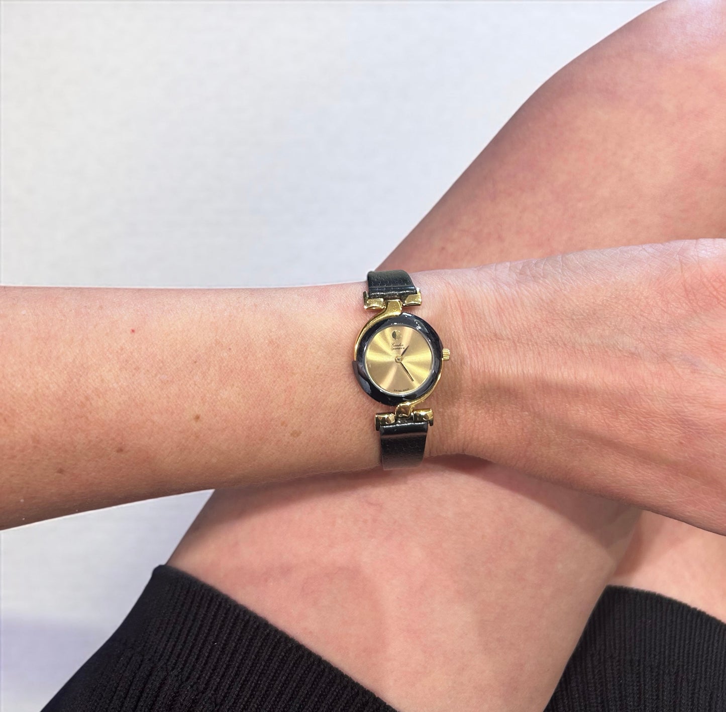 Linika Genève Swiss Made Black & Gold Vintage Watch