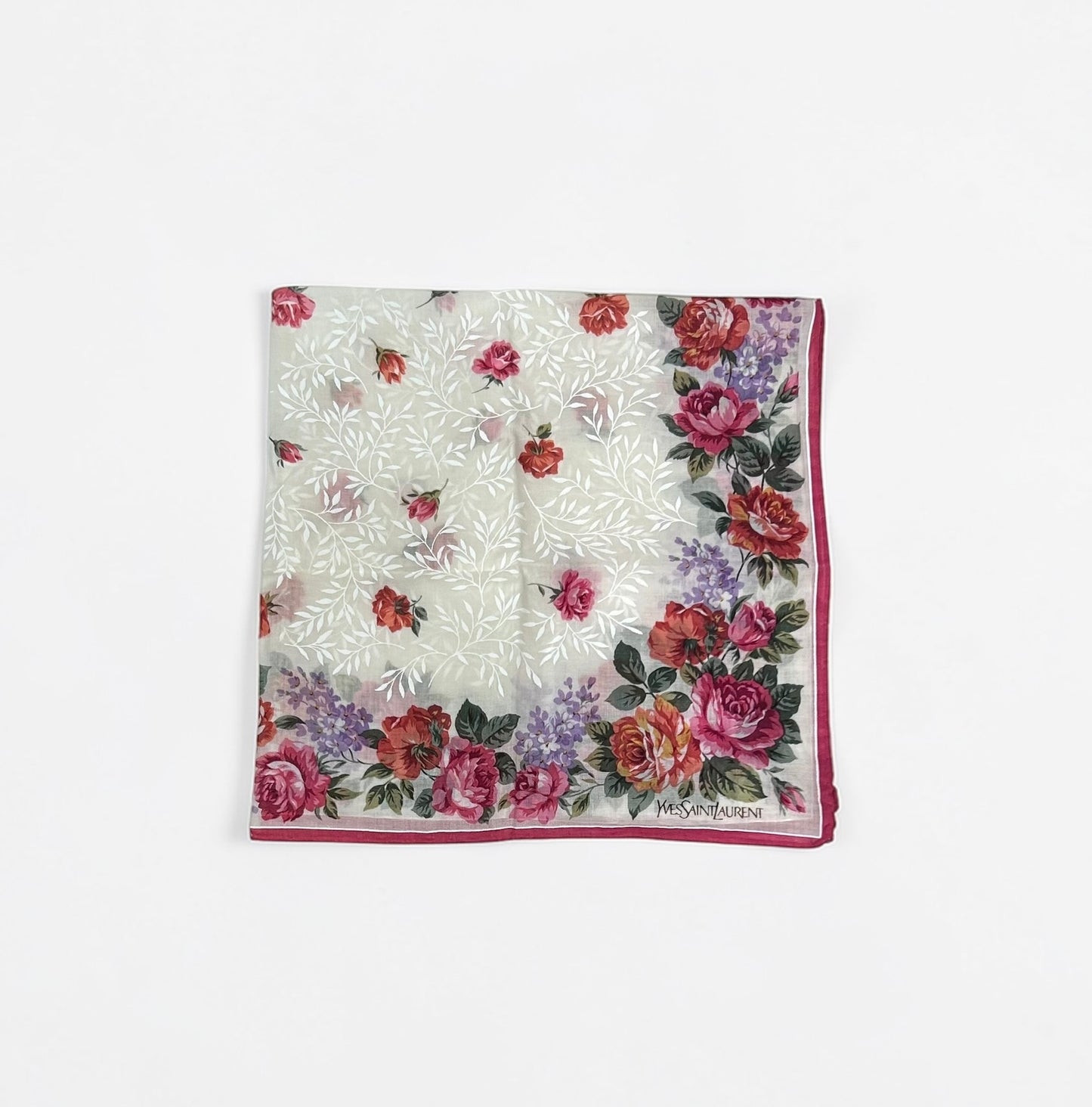 Vintage Yves Saint Laurent Floral Silk Handkerchief