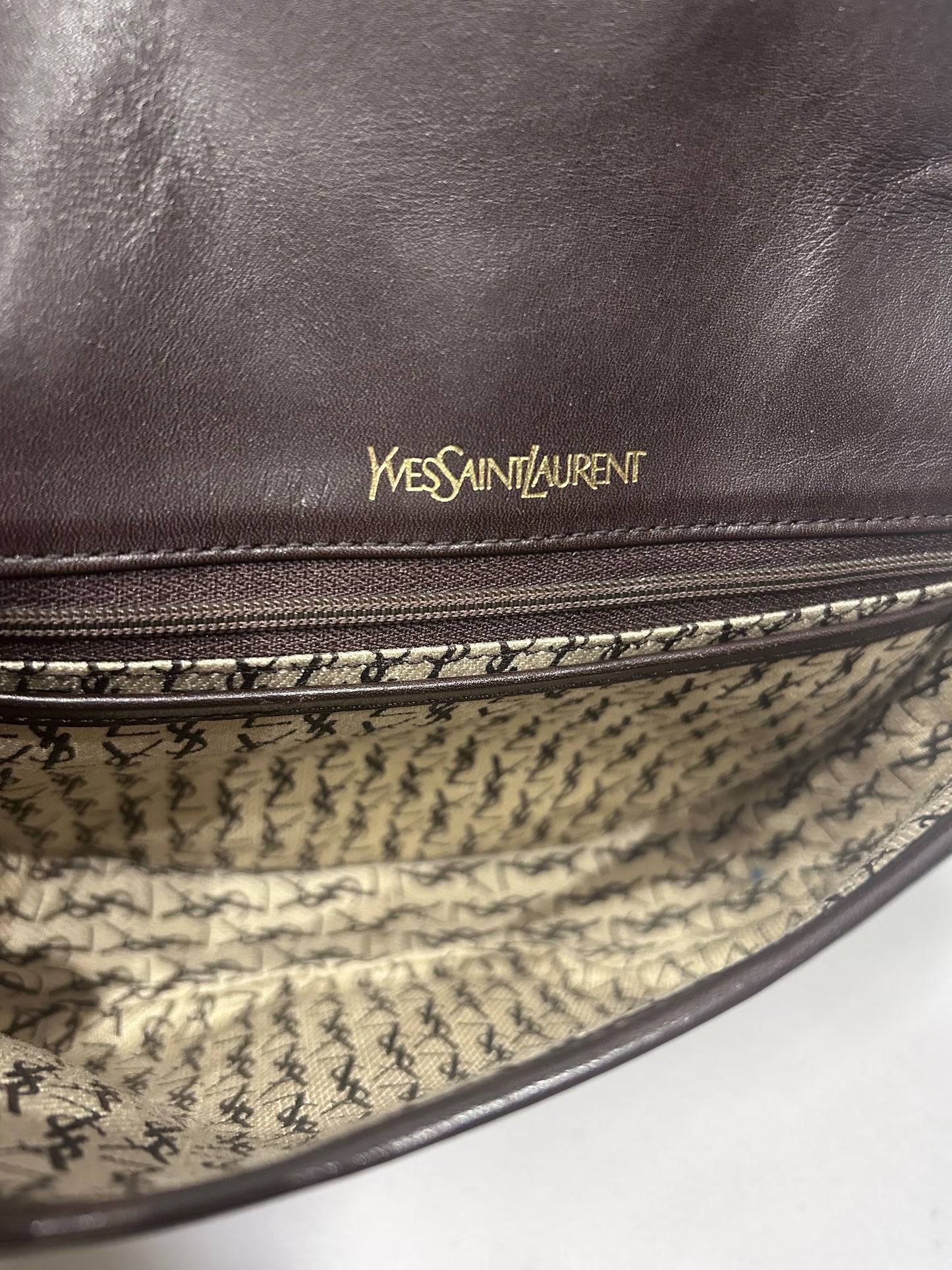 Vintage Yves Saint Laurent Brown Leather Saddle Crossbody Bag|Early 1990s