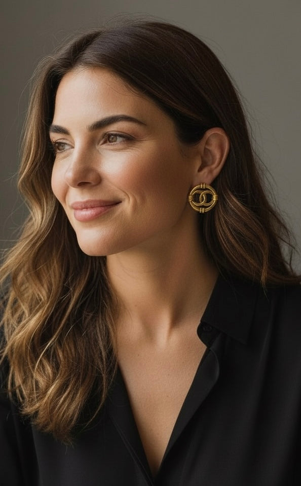 CHANEL Gold-Plated Logo Clip-On Earrings | Spring 1994