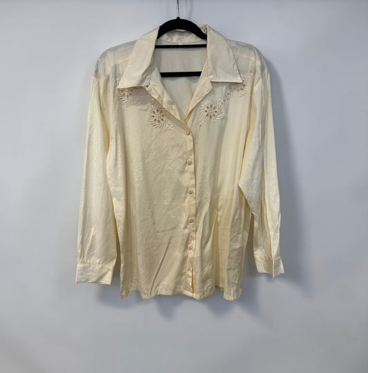 Vintage Butter Yellow Embroidered Blouse|2000’s