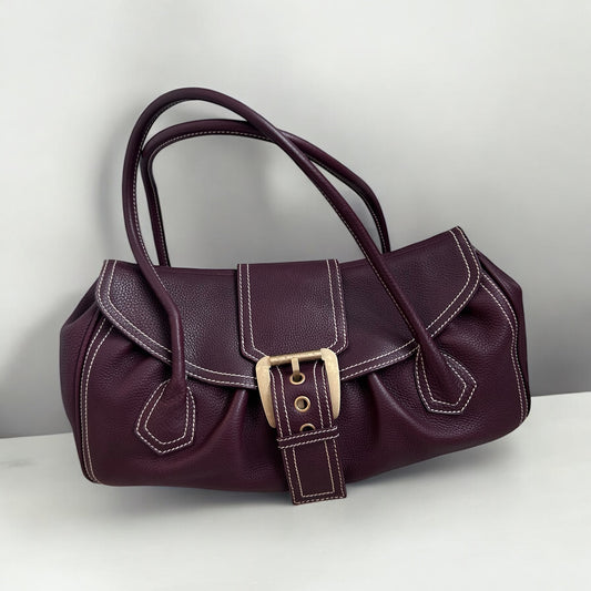 Vintage Céline Burgundy Leather Buckle Bag