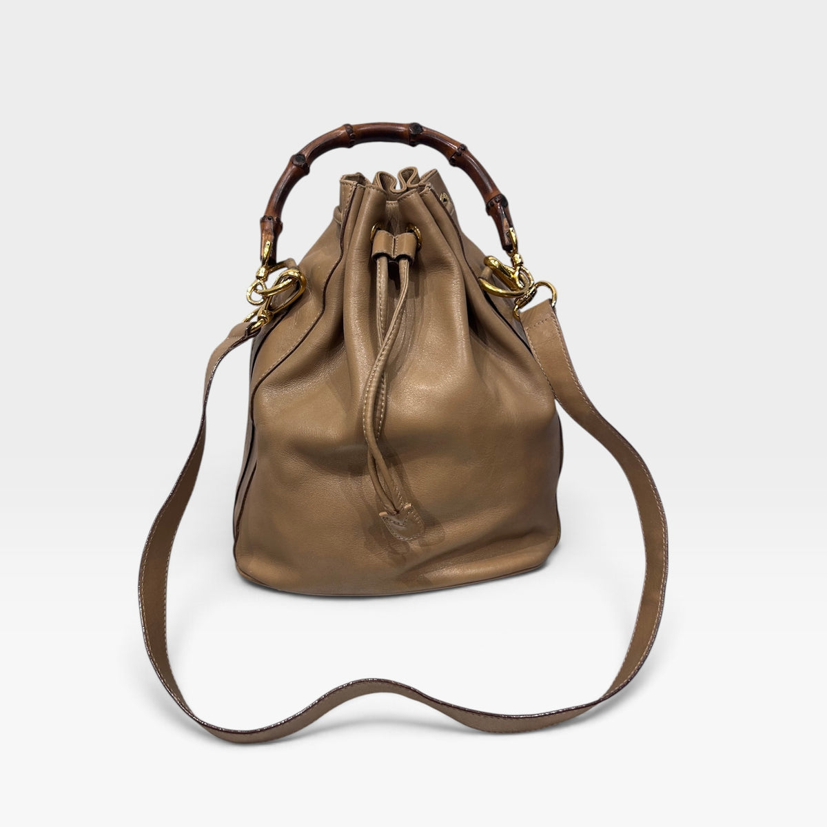 Vintage Gucci Leather Bamboo Handle Bucket Bag | Late 1990s–Early 2000s,Tom Ford Era