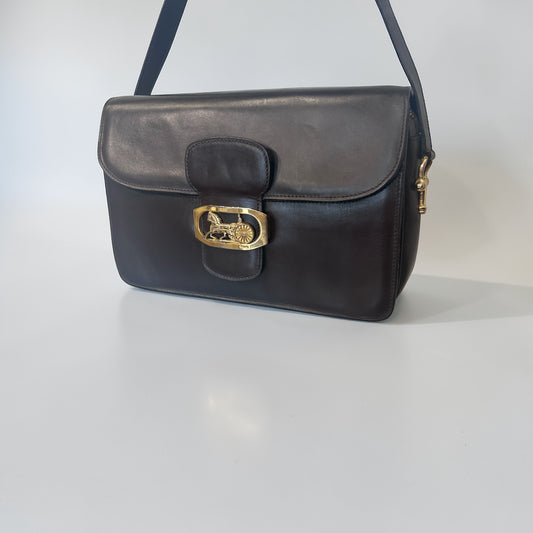 Vintage Celine Horse Carriage Leather Shoulder Bag|1970s