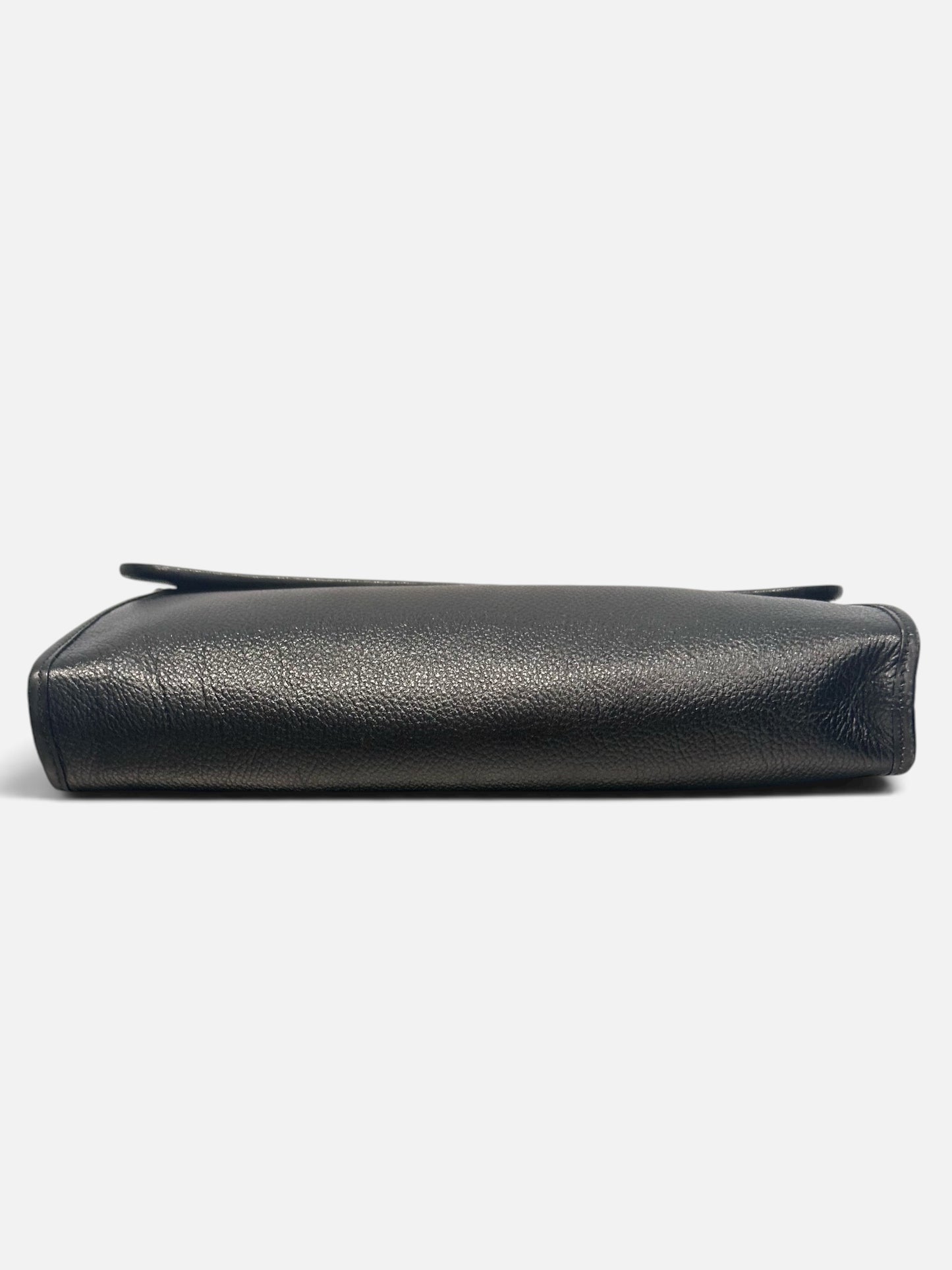Vintage Yves Saint Laurent Black Leather Envelope Clutch Bag| 1980s