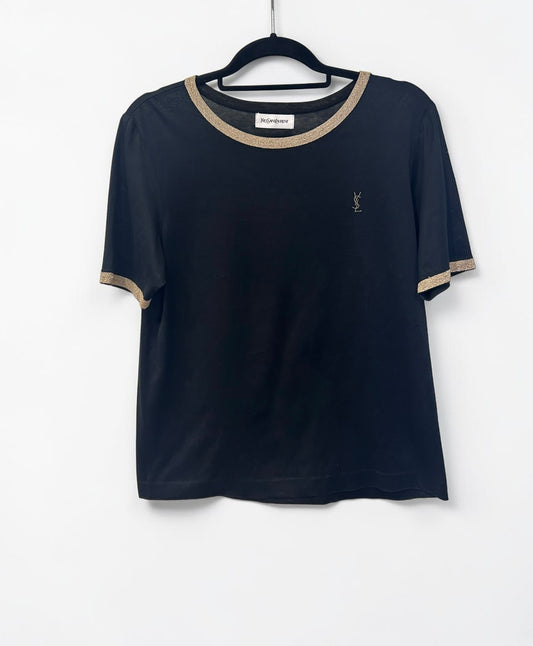 Vintage Yves Saint Laurent Top with Metallic Trim | Late 90s -Early 2000s