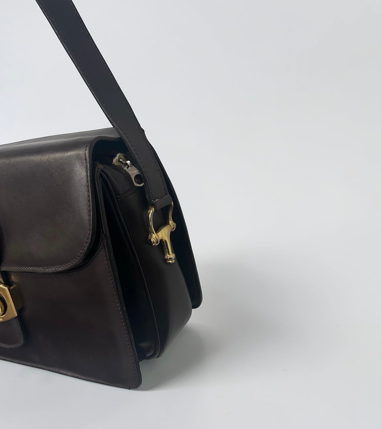 Vintage Celine Horse Carriage Leather Shoulder Bag|1970s