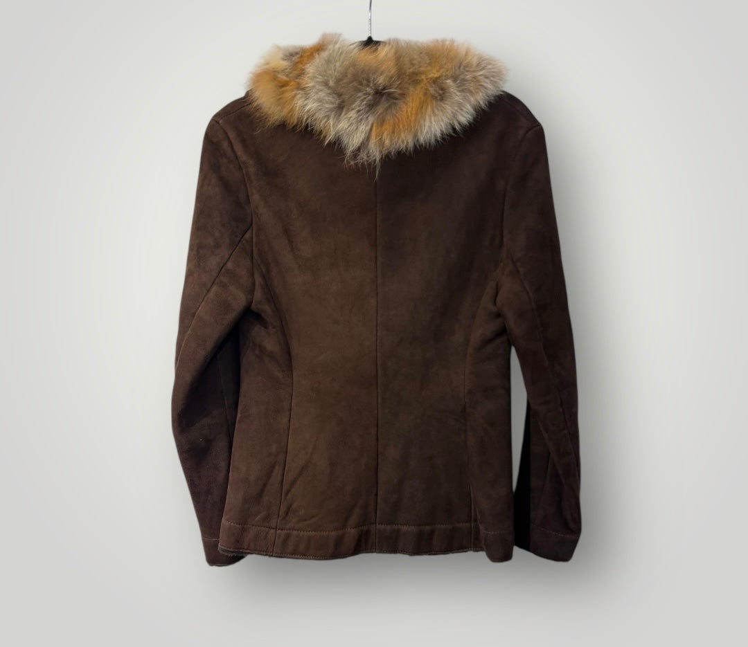 Vintage AMORESS Stockholm Suede Jacket with Fur Collar