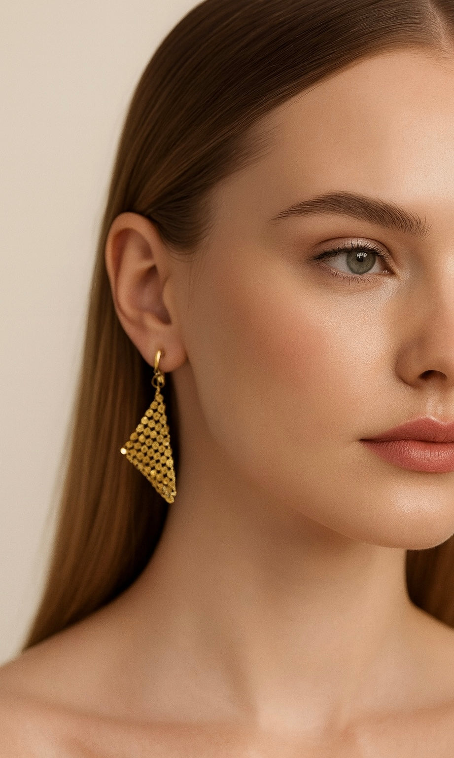 Vintage Mesh Gold-Tone Statement Earrings