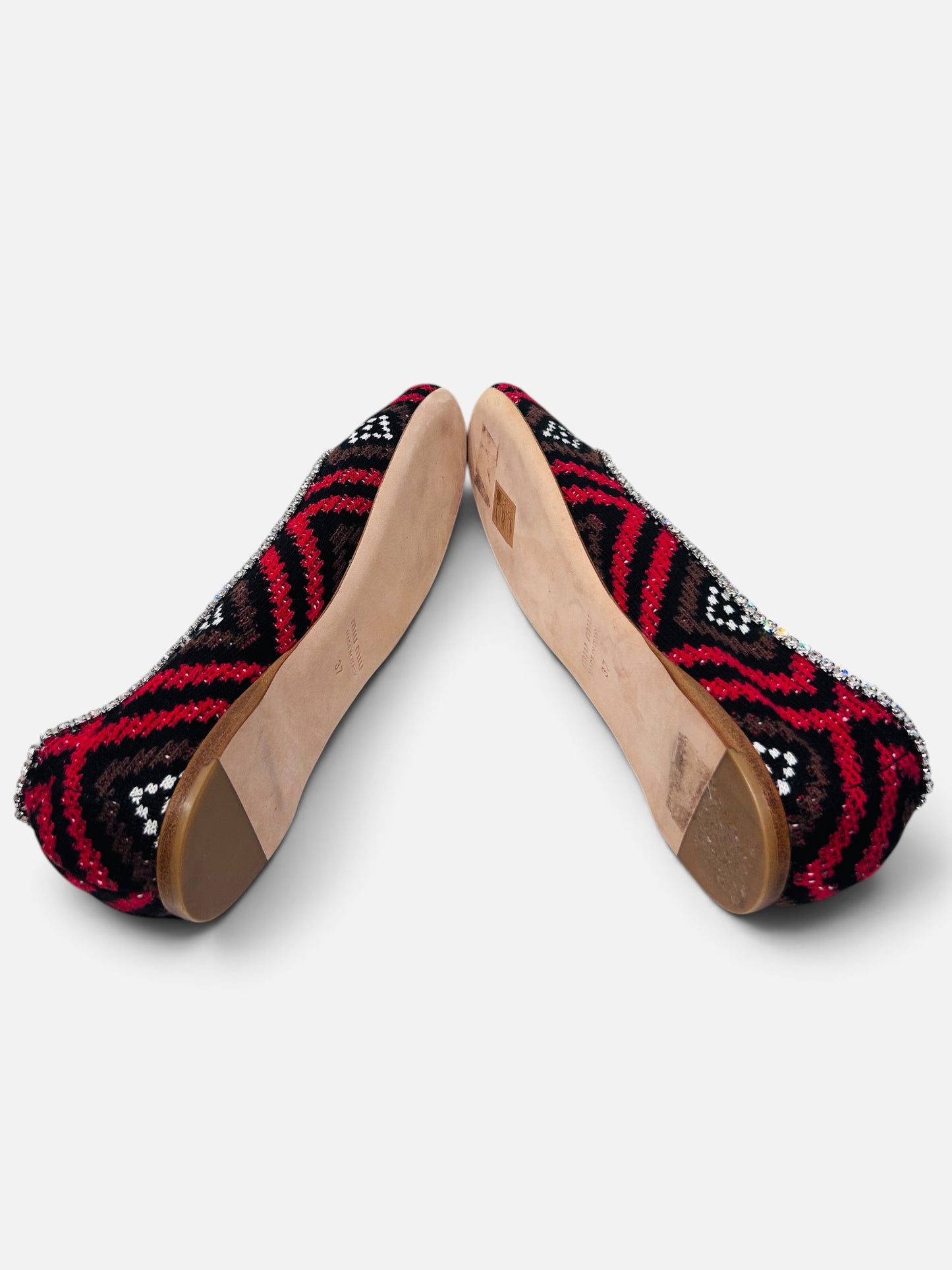 Miu Miu Crystal-Trim Crochet Ballet Flats with Interchangeable Ankle Ribbon|Fall/Winter 2019