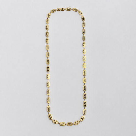 Vintage Givenchy Gold Plated Greek Key Necklace| 1990s