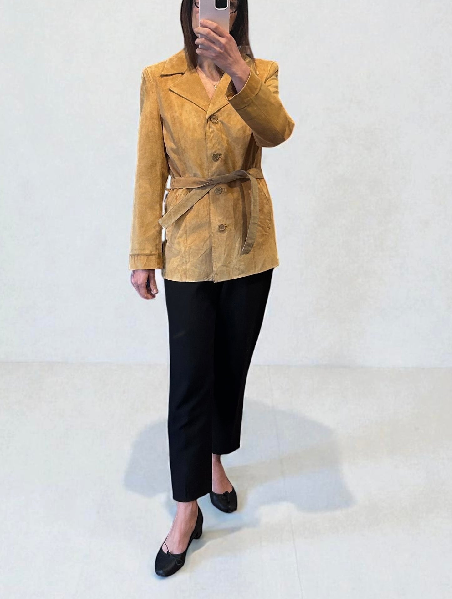 Vintage Suede Leather Jacket | Camel Brown