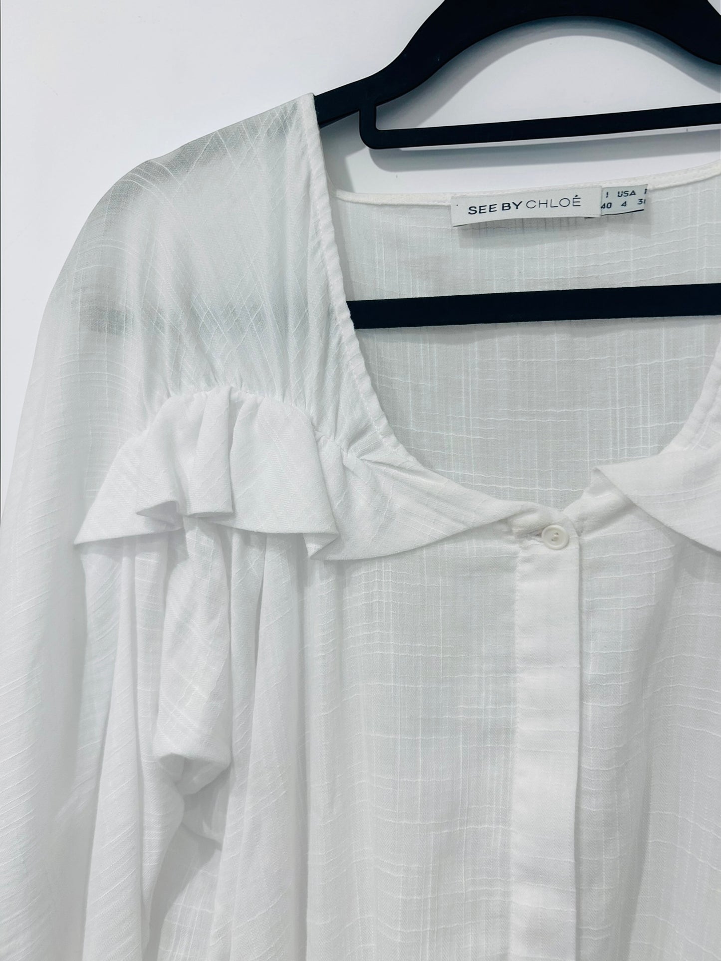 See by Chloé White Ruffle Blouse