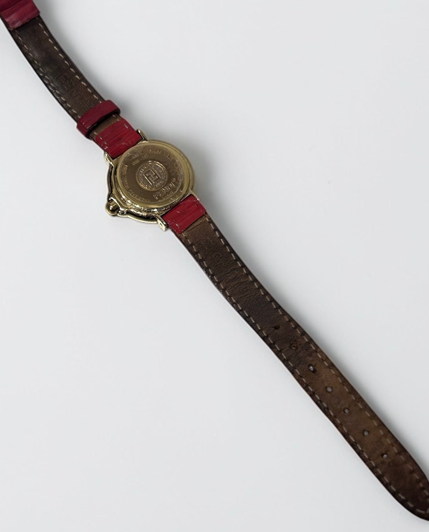 Vintage Fendi 1925 Swiss Made Watch – Gold Plated Case with Red Leather Strap |1990’s