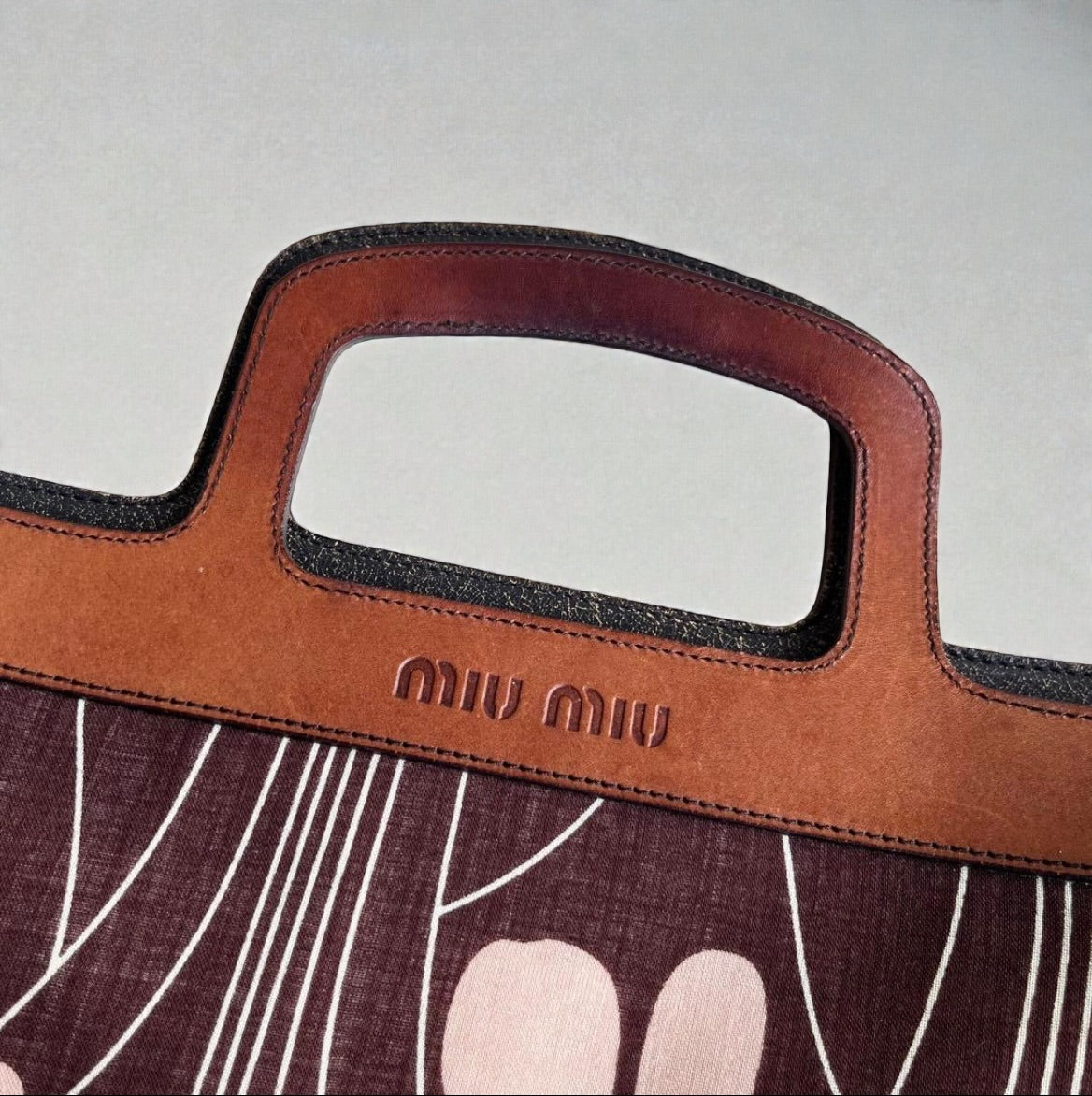 Rare Miu Miu Archive Reversible Floral & Leather Tote Bag| Early 2000s