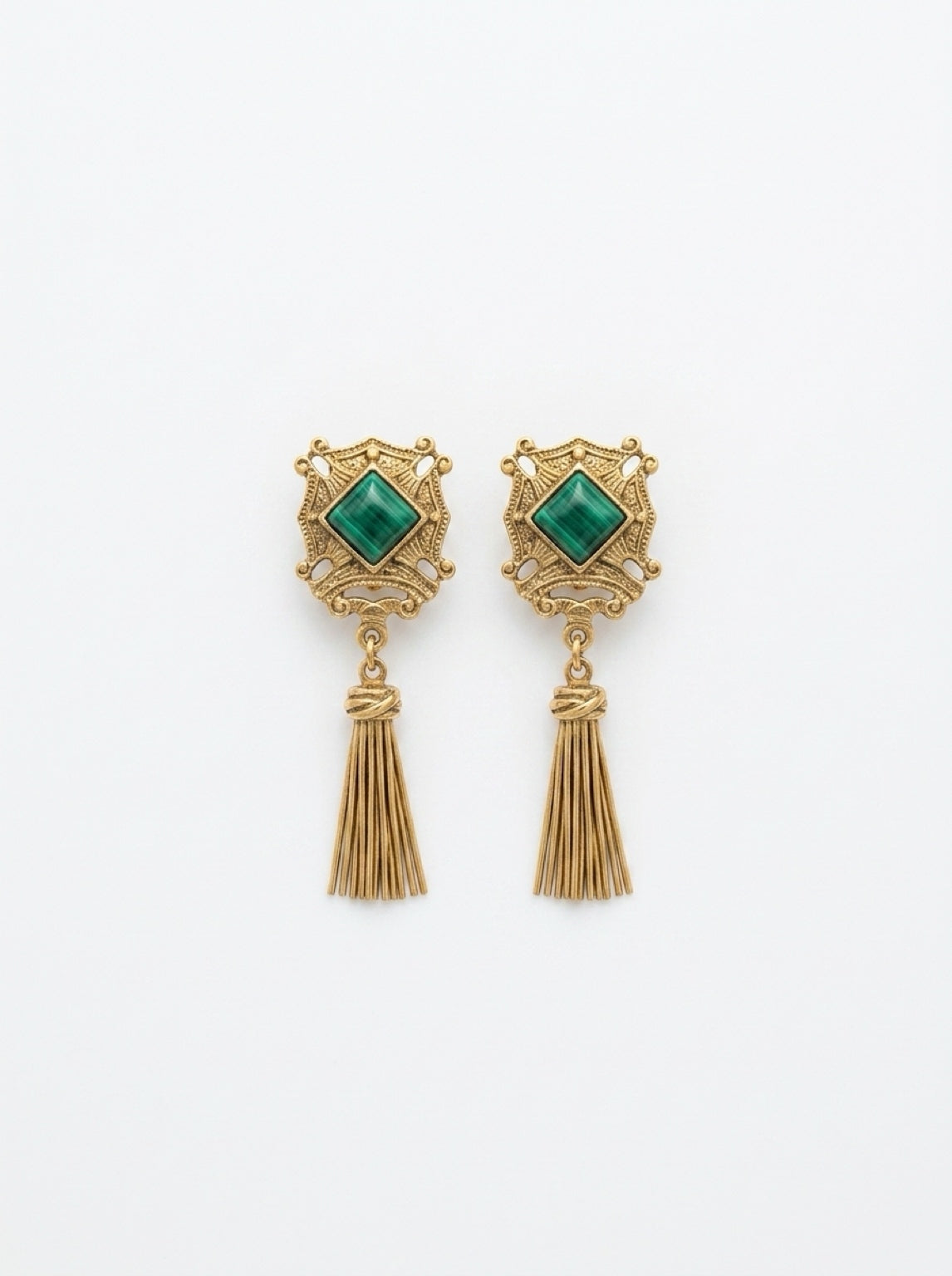 Vintage Gold-Plated Tassel Earrings| 1980s