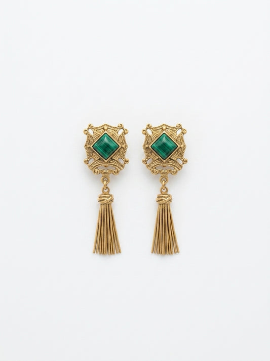 Vintage Gold-Plated Tassel Earrings| 1980s