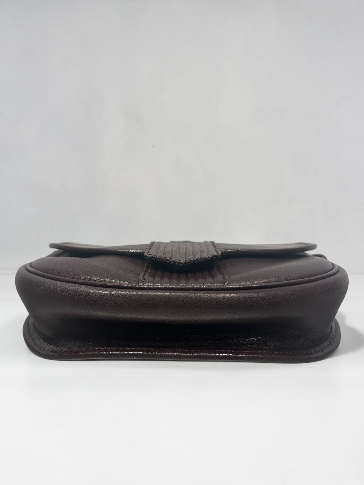 Vintage Yves Saint Laurent Brown Leather Saddle Crossbody Bag|Early 1990s