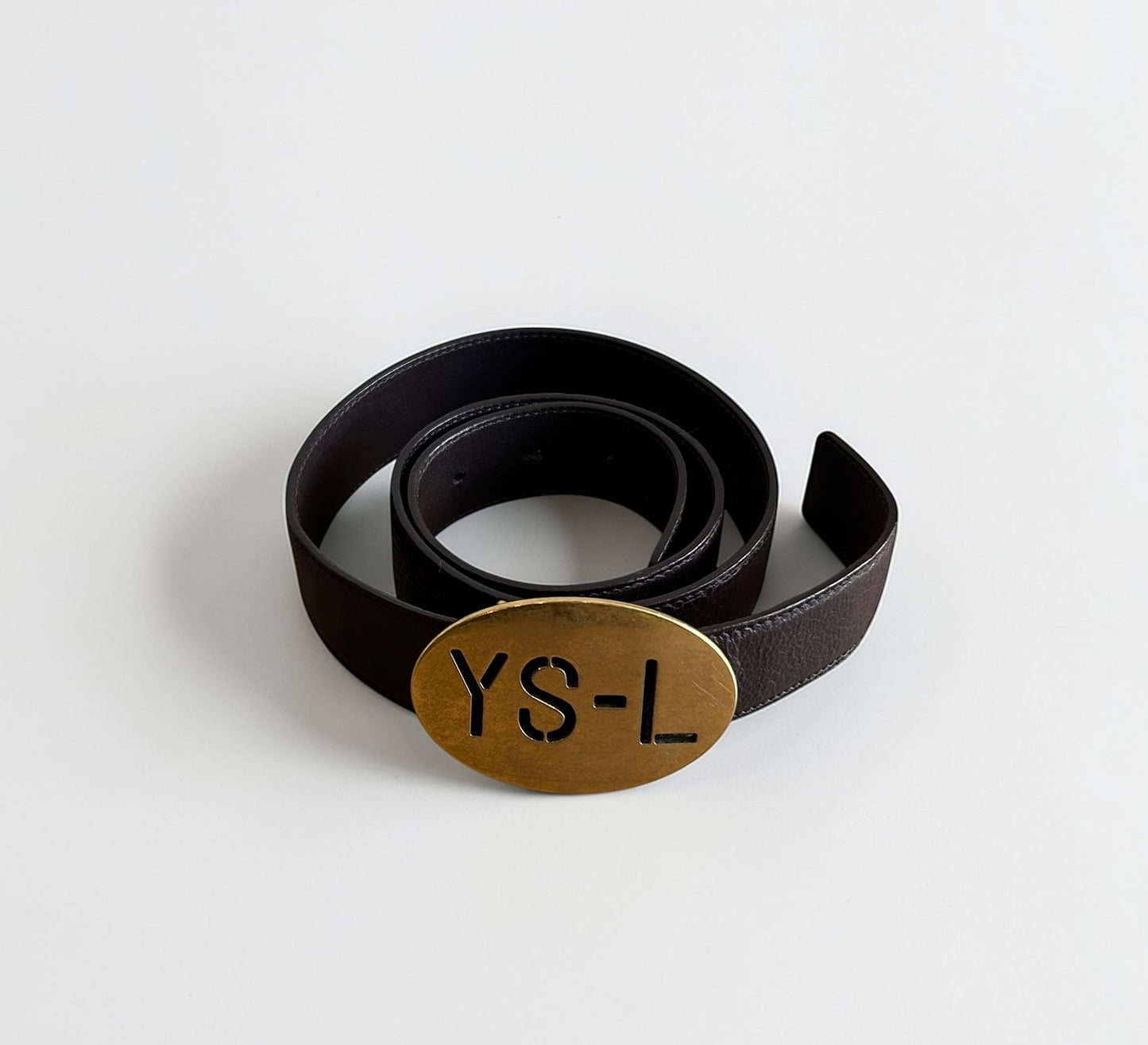 Vintage YSL Rive Gauche Oval Buckle Leather Belt – Gianfranco Ferré Era