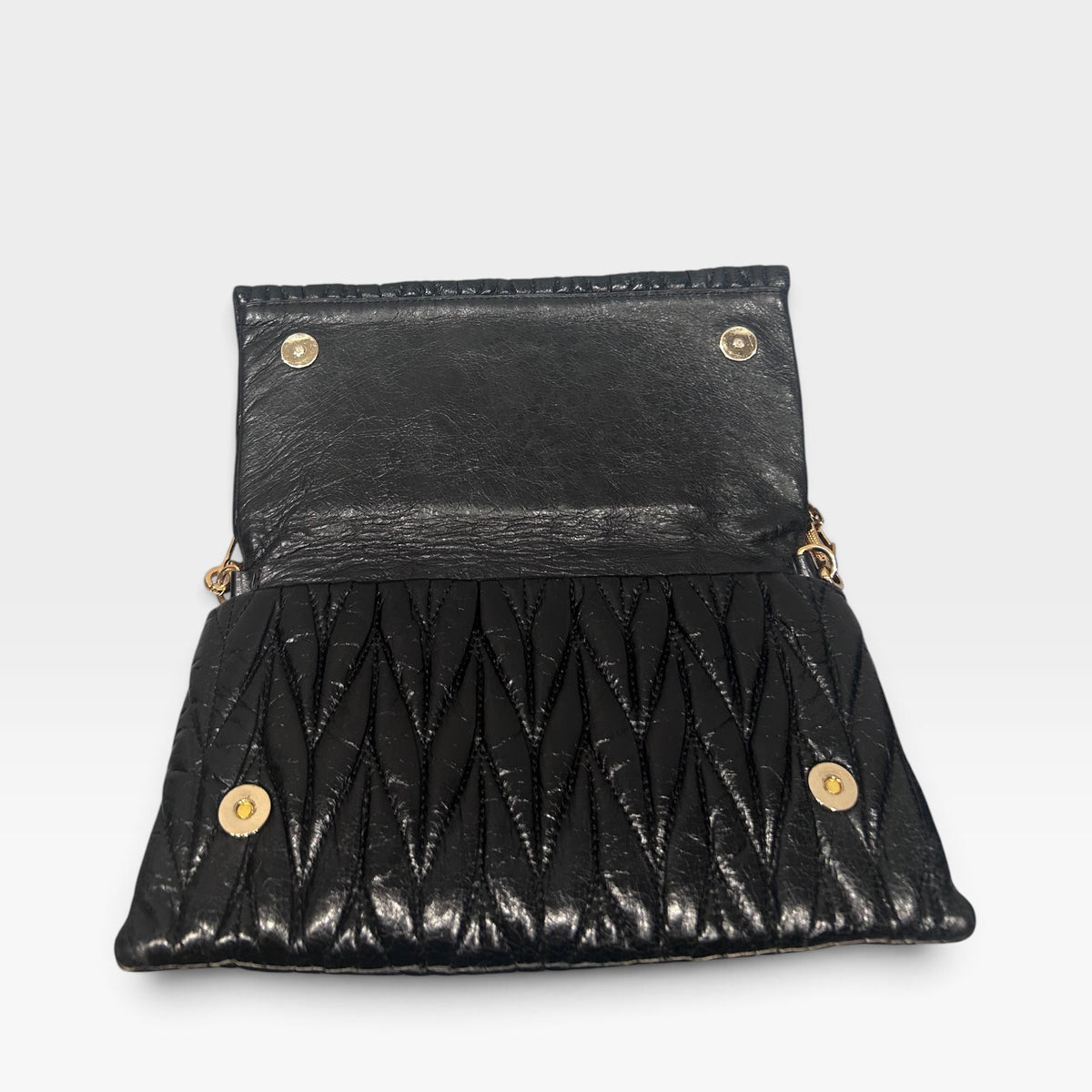 Miu Miu Black Matelassé Leather Shoulder Bag | 2000s