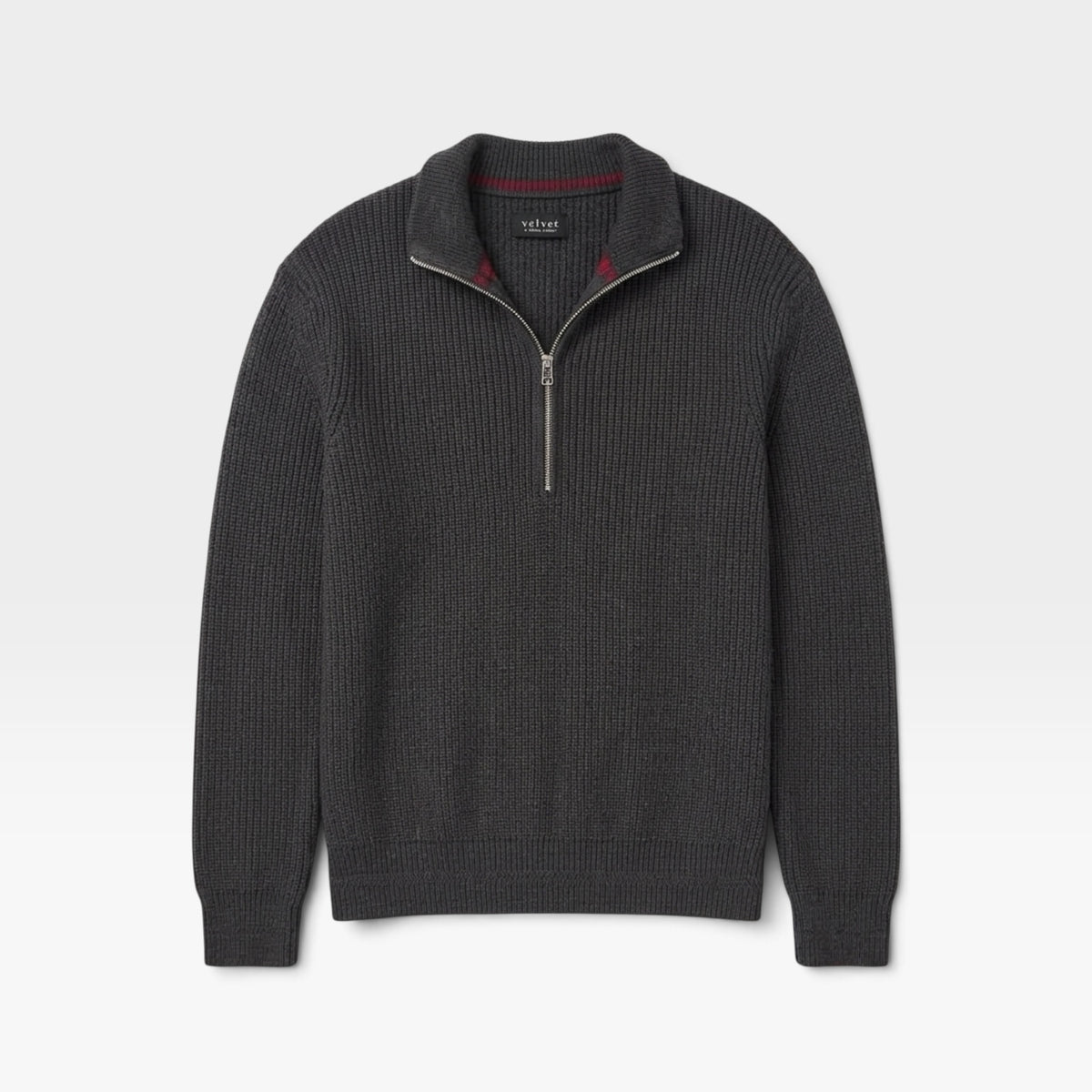 Velvet by Graham & Spencer Grey Half-Zip Knit Sweater |