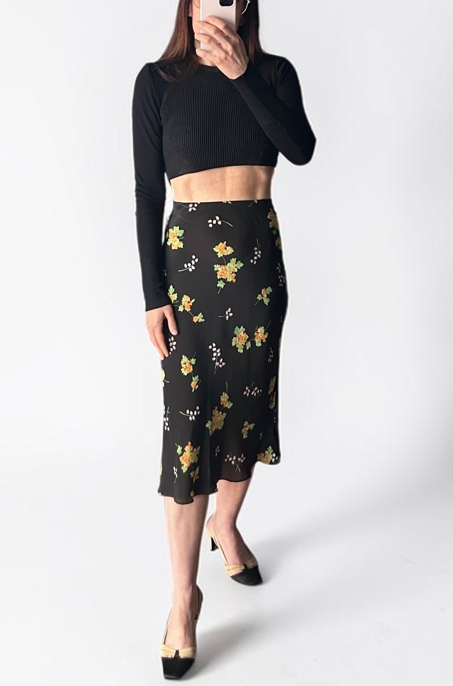 Réalisations Par Silk Floral Midi Skirt