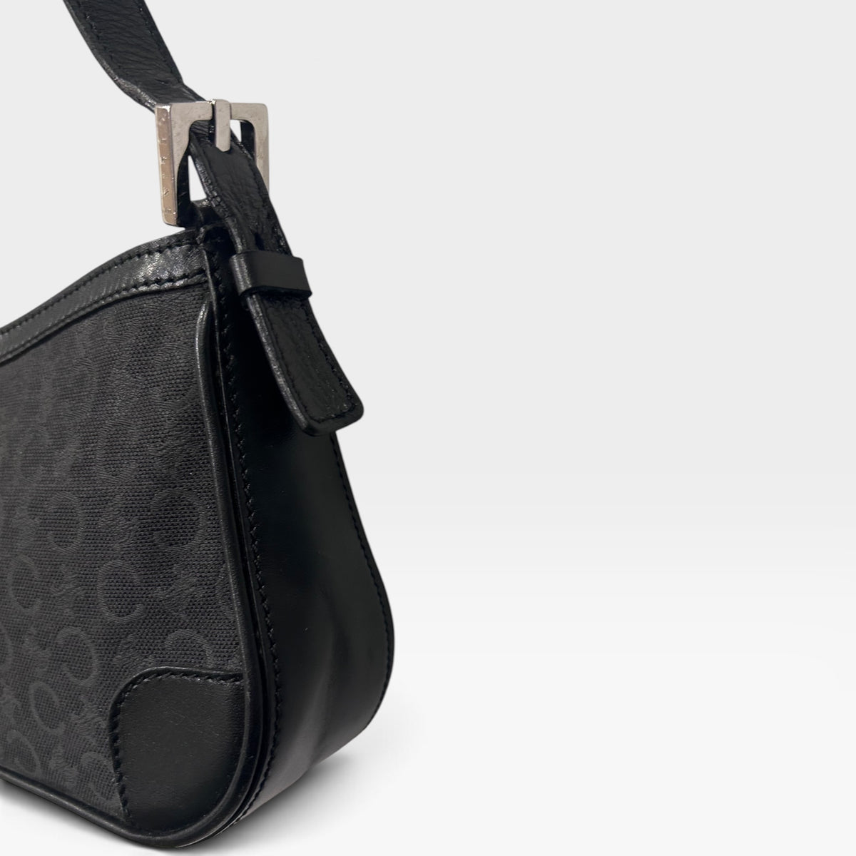 Vintage Celine Black Macadam Shoulder Bag | Early 2000s