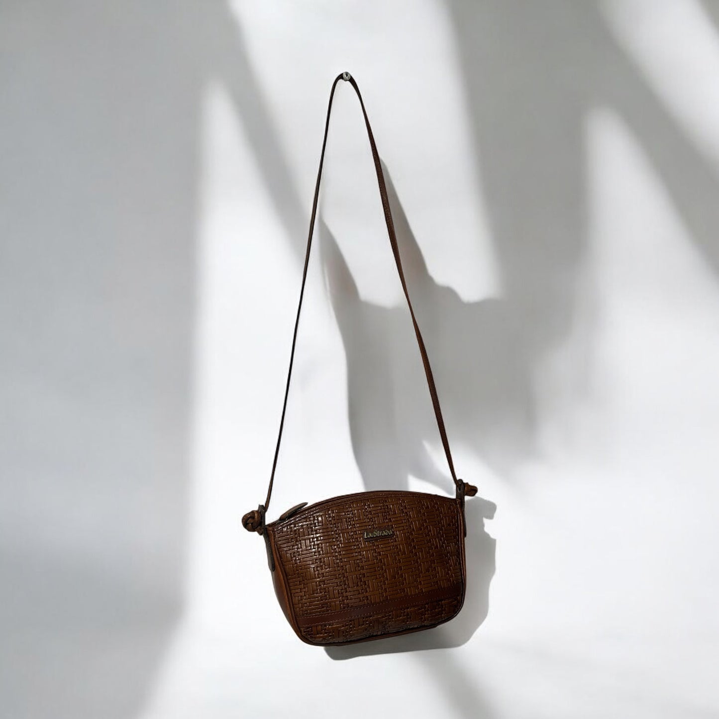 Vintage La Strada leather woven bag