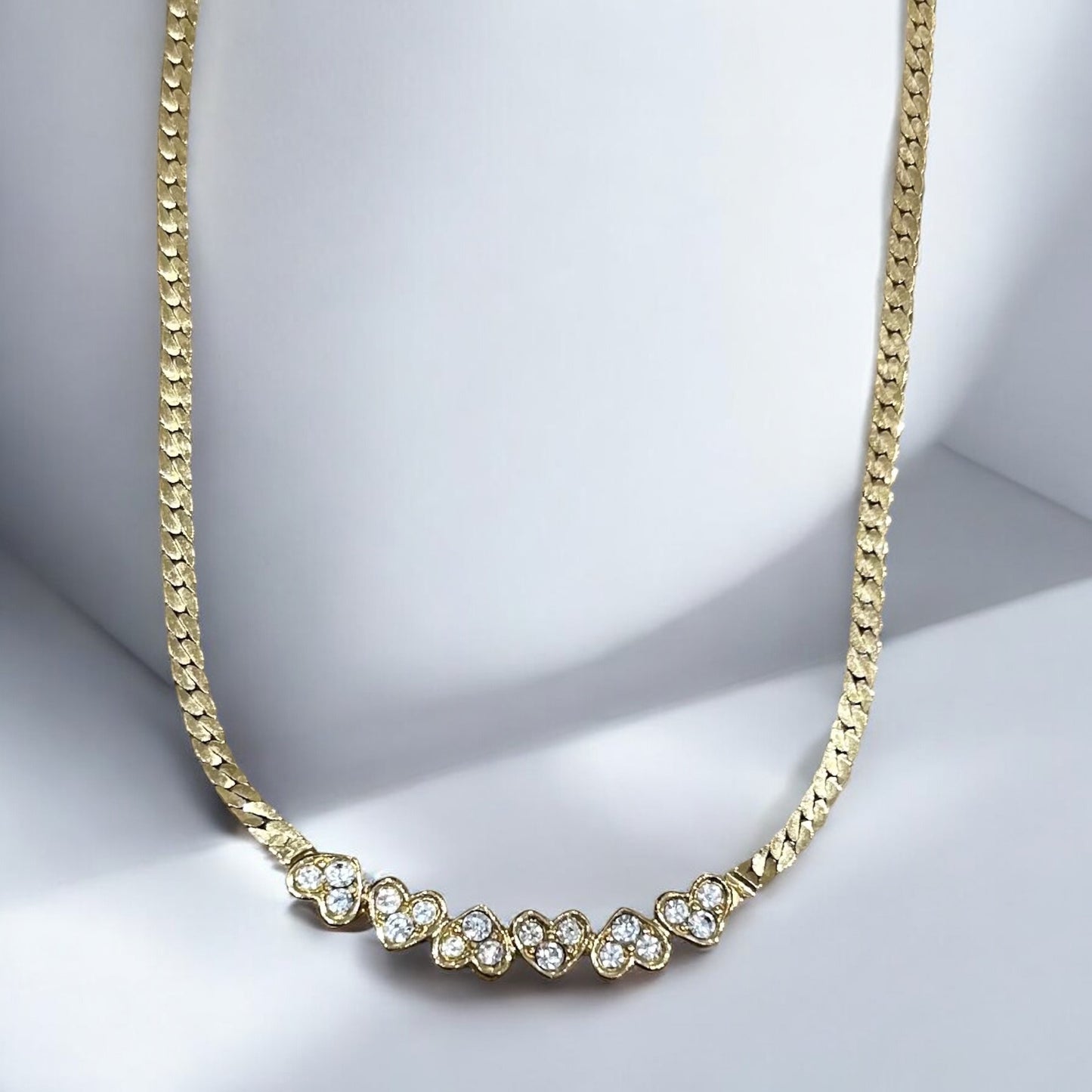 Vintage Givenchy Gold Plated Crystal Heart Necklace | 1990s