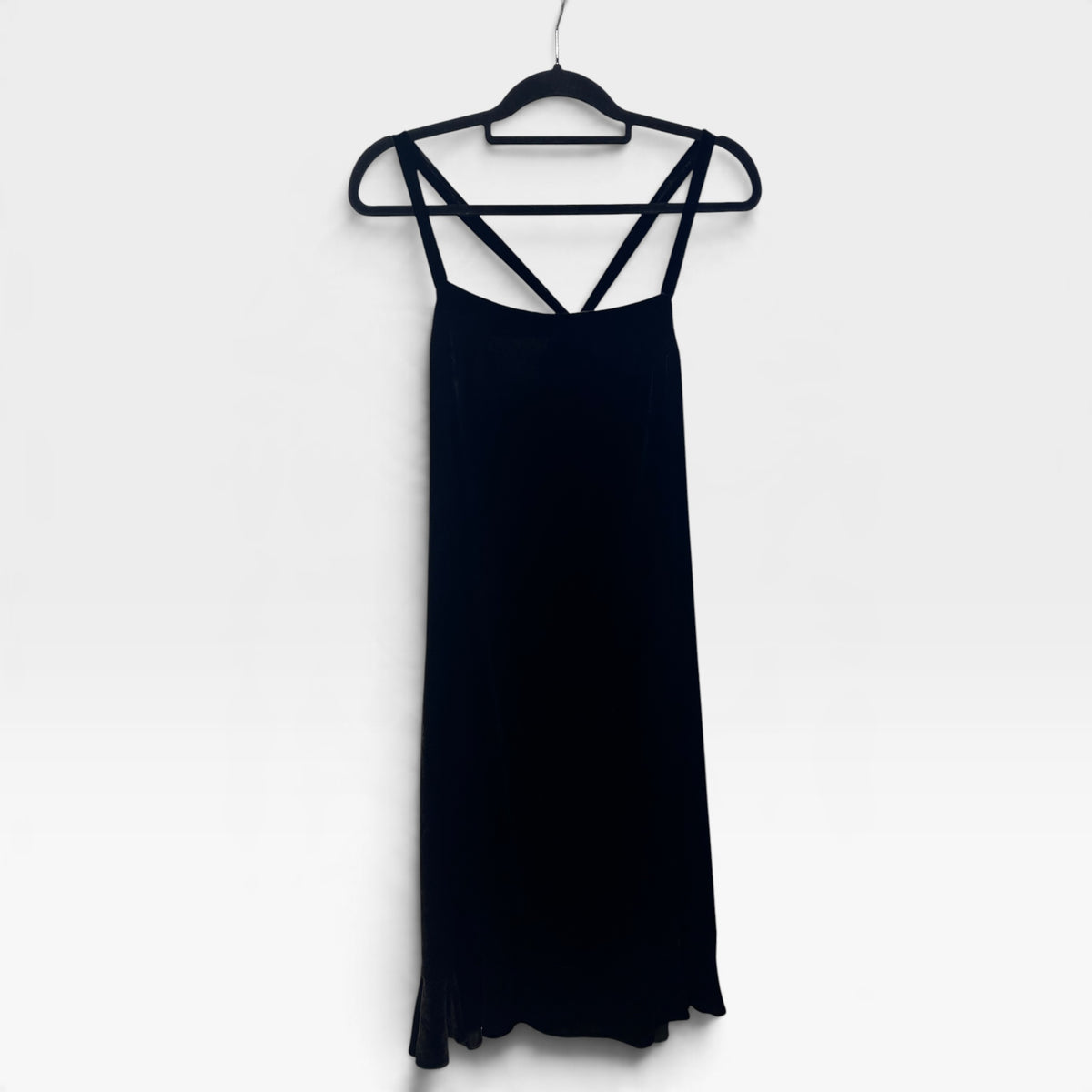 Vintage Joseph Black Velvet Midi Dress with Scarf Detail | 1990s