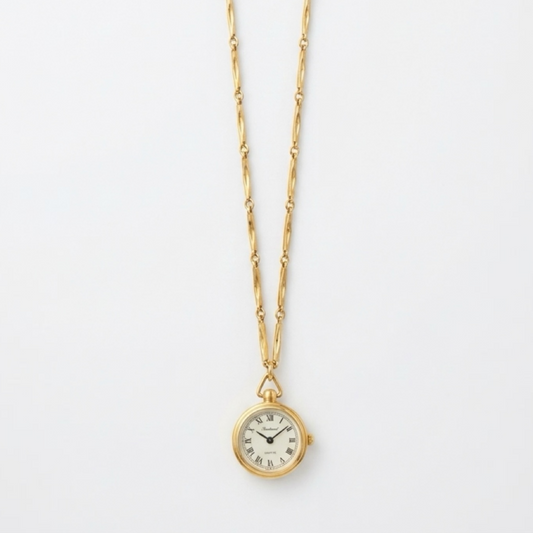 Vintage Philip Mercier Gold-Plated Pendant Watch Necklace | 1990s