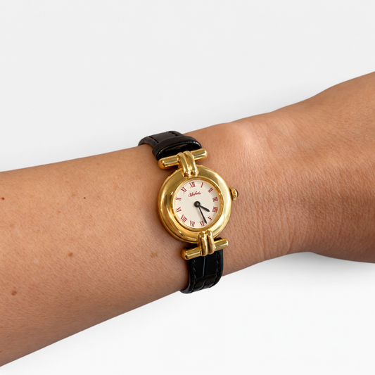 Vintage Clochette Gold-Tone Leather Strap Watch | 1990s
